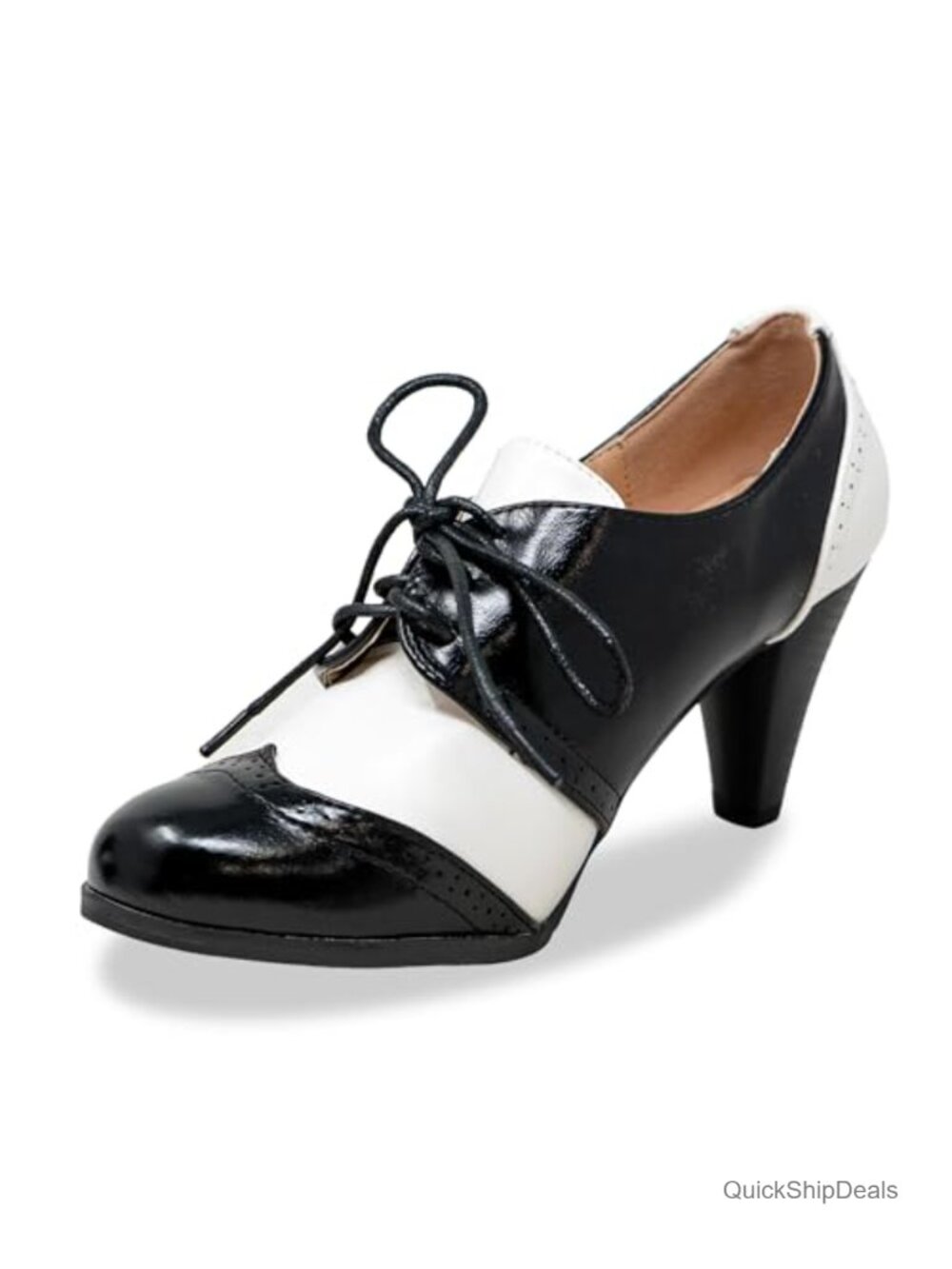 Lace-Up Vintage Heeled Oxfords Chunky Platform Square Toe Ankle T-Strap